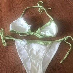 Lime green polka dot bikini